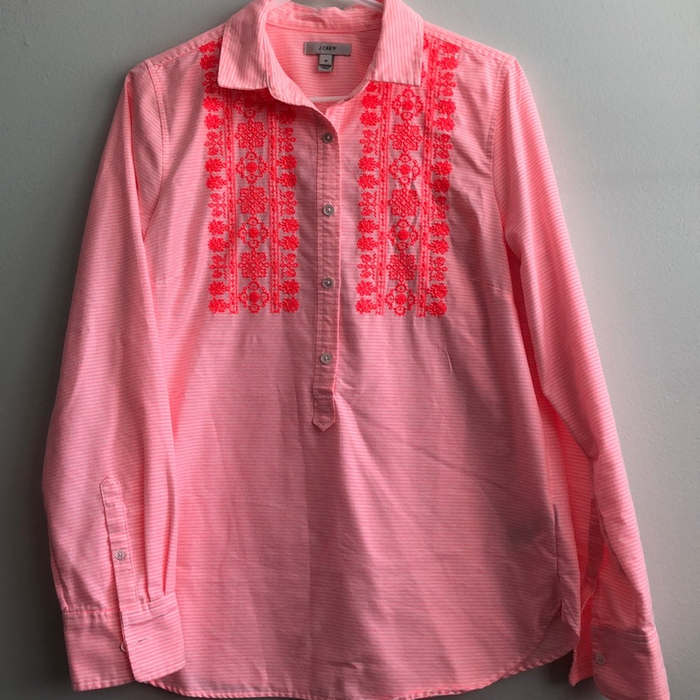 Bright Orange Embroidered J Crew Shirt!